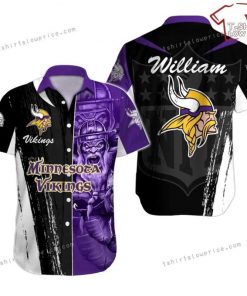 NFL Sport Minnesota Vikings Custom Name Button Shirt Design 3D Full Printed Sizes S - 5XL NABR101