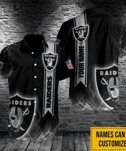NFL Sport Las Vegas Raiders Custom Name Button Shirt Design 3D Full Printed Sizes S - 5XL NACA438