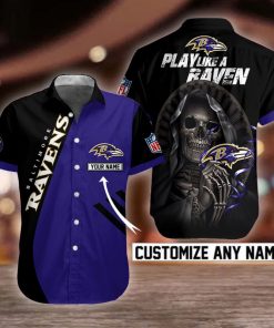 NFL Baltimore Ravens Button Shirt Design 3D Full Printed Custom Name Sizes S - 5XL NF92101