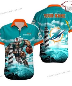 NFL Sport Miami Dolphins Custom Name Button Shirt Design 3D Full Printed Sizes S - 5XL NABK543