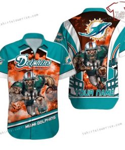 NFL Sport Miami Dolphins Custom Name Button Shirt Design 3D Full Printed Sizes S - 5XL NABK572