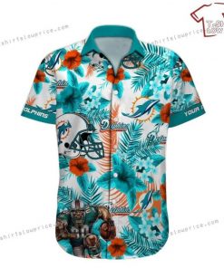 NFL Sport Miami Dolphins Custom Name Button Shirt Design 3D Full Printed Sizes S - 5XL NABK578