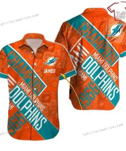 NFL Sport Miami Dolphins Custom Name Button Shirt Design 3D Full Printed Sizes S - 5XL NABK580