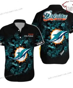 NFL Sport Miami Dolphins Custom Name Button Shirt Design 3D Full Printed Sizes S - 5XL NABK592