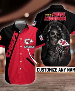 NFL Kansas City Chiefs Skull Button Shirt Design 3D Full Printed Custom Name Sizes S - 5XL N91809