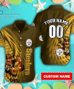 NFL Sport Pittsburgh Steelers Custom Name And Number Button Shirt Design 3D Full Printed Sizes S - 5XL NMB024