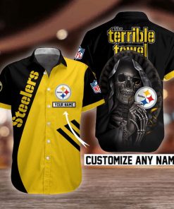 NFL Pittsburgh Steelers Skull Button Shirt Design 3D Full Printed Custom Name Sizes S - 5XL N91811