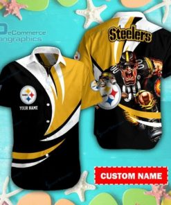 NFL Sport Pittsburgh Steelers Custom Name Button Shirt Design 3D Full Printed Sizes S - 5XL NMB022