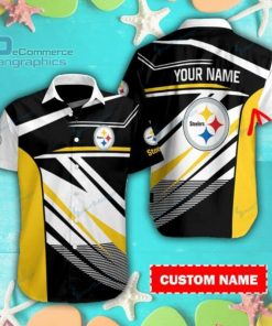 NFL Sport Pittsburgh Steelers Custom Name Button Shirt Design 3D Full Printed Sizes S - 5XL NMB023