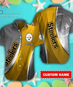 NFL Sport Pittsburgh Steelers Custom Name Button Shirt Design 3D Full Printed Sizes S - 5XL NMB028