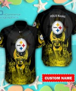 NFL Sport Pittsburgh Steelers Custom Name Button Shirt Design 3D Full Printed Sizes S - 5XL NMB029