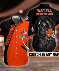 NFL Cleveland Browns Skull Button Shirt Design 3D Full Printed Custom Name Sizes S - 5XL N91808
