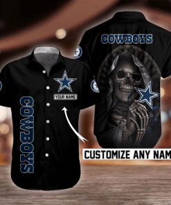 NFL Dallas Cowboys Skull Button Shirt Design 3D Full Printed Custom Name Sizes S - 5XL N91401
