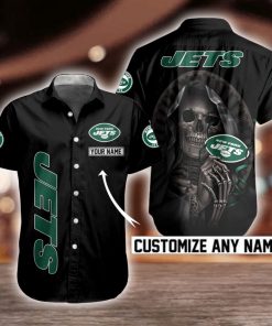 NFL New York Jets Skull Button Shirt Design 3D Full Printed Custom Name Sizes S - 5XL N91303