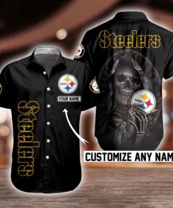 NFL Pittsburgh Steelers Skull Button Shirt Design 3D Full Printed Custom Name Sizes S - 5XL N91304