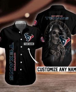 NFL Houston Texans Skull Button Shirt Design 3D Full Printed Custom Name Sizes S - 5XL N91306