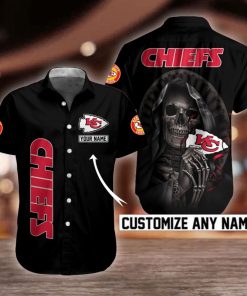 NFL Kansas City Chiefs Skull Button Shirt Design 3D Full Printed Custom Name Sizes S - 5XL N91301