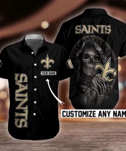 NFL New Orleans Saints Skull Button Shirt Design 3D Full Printed Custom Name Sizes S - 5XL N91302