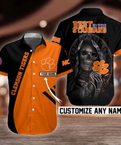 NCAA Clemson Tigers Skull Button Shirt Design 3D Full Printed Custom Name Sizes S - 5XL N92002