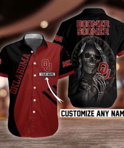NCAA Oklahoma Sooners Skull Button Shirt Design 3D Full Printed Custom Name Sizes S - 5XL N91806