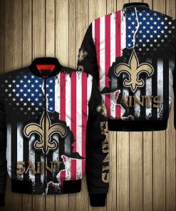 NFL Sport New Orleans Saints US Flag Bomber Jacket Design 3D Full Printed Sizes S - 5XL - NABU145