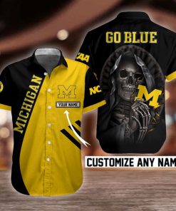 NCAA Michigan Wolverines Skull Button Shirt Design 3D Full Printed Custom Name Sizes S - 5XL N91805