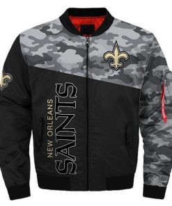 NFL Sport New Orleans Saints Camo Bomber Jacket Design 3D Full Printed Sizes S - 5XL - NABU117