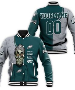 NFL Sport Philadelphia Eagles Haters Silence I Kill You Custom Name And Number Baseball Jacket Design 3D Full Printed Sizes S - 5XL NMAF73