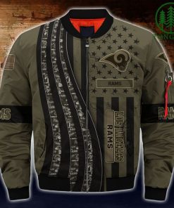 NFL Sport Los Angeles Rams Camo US Flag Bomber Jacket Design 3D Full Printed Sizes S - 5XL - NMKI50