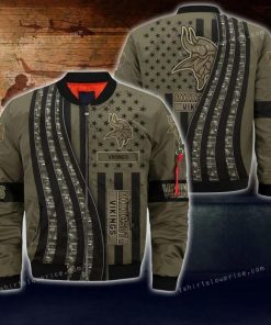 NFL Sport Minnesota Vikings Camo US Flag Bomber Jacket Design 3D Full Printed Sizes S - 5XL - NABR143