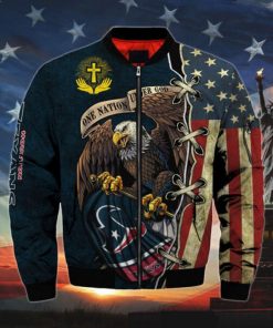NFL Sport Houston Texans Eagle USA Flag Bomber Jacket Design 3D Full Printed Sizes S - 5XL Perfect Gift - NABR85A