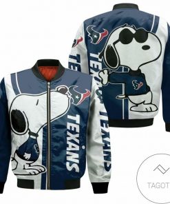 NFL Sport Houston Texans Snoopy Bomber Jacket Design 3D Full Printed Sizes S - 5XL Perfect Gift - NABR58