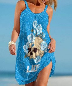 NFL Detroit Lions Roses And Skull Limited Edition Beach Dress Summer NLA008923