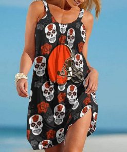 NFL Cleveland Browns Sugar Skull Limited Edition Summer Beach Dress NLA008404