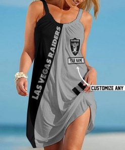 NFL Las Vegas Raiders Summer Beach Dress Sizes S - 5XL Custom Name N91711