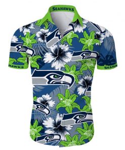 Seattle Seahawks Hawaiian Shirt Tropical Flower