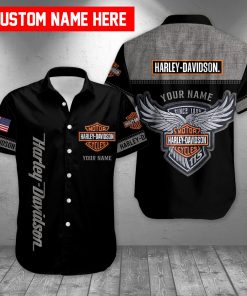 Harley Davidson Custom Name Button Shirt Design 3D Full Printed Sizes S - 5XL NABS15
