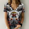 Harley Davidson Motorcycle Women V-neck T-shirt NABD479