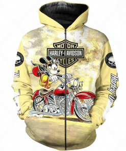 Harley Davidson Mickey Mouse Ride Motorcycle Zip Hoodie Design 3D Full Printed Sizes S - 5XL - NMQI25D