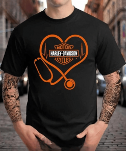 Harley Davidson Nurse Stethoscope Heart T-shirt, Crew-neck Sweatshirt, Hoodie, Tank Top, V-neck T-shirt Design 2D Full Printed Sizes S - 5XL - NABB95