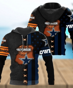 Harley Davidson NFL Dallas Cowboys Hoodie Design 3D Full Printed Sizes S - 5XL - NAXA10