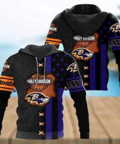 Harley Davidson NFL Baltimore Ravens Hoodie Design 3D Full Printed Sizes S - 5XL - NAXA23