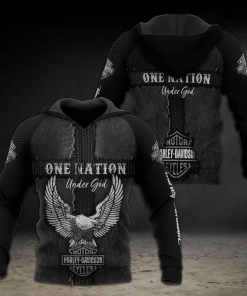 Harley Davidson One Nation Under God Hoodie Design 3D Full Printed Sizes S - 5XL - NAOA293