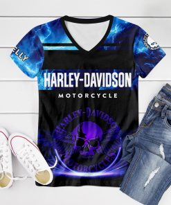 Harley Davidson Motorcycle Custom Name Women V-neck T-shirt NABS55