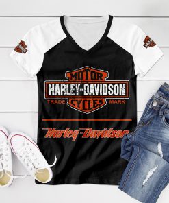 Harley Davidson Motorcycle Custom Name Women V-neck T-shirt NABS58