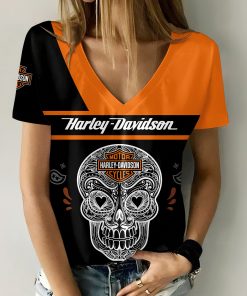Harley Davidson Motorcycle Women V-neck T-shirt NABD108