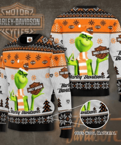Harley Davidson Grinch Christmas Sweater Design 3D Full Printed Sizes S - 5XL Perfect Gift- NABQ225