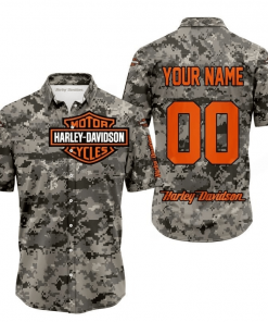 Harley Davidson Custom Name And Number Button Shirt Design 3D Full Printed Sizes S - 5XL NMB071