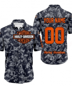 Harley Davidson Custom Name And Number Button Shirt Design 3D Full Printed Sizes S - 5XL NMB076