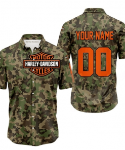 Harley Davidson Custom Name And Number Button Shirt Design 3D Full Printed Sizes S - 5XL NMB075